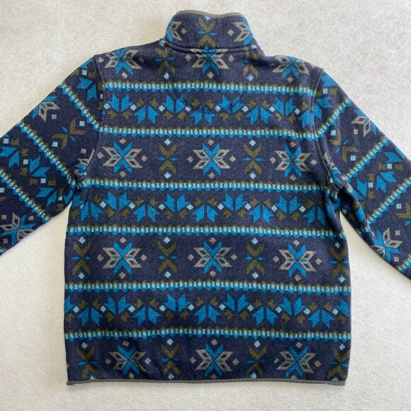 Vintage L.L. Bean Fleece Jacket Men's L Reg Purple Nordic Aztec Fair Isle Y2K - Picture 11 of 13